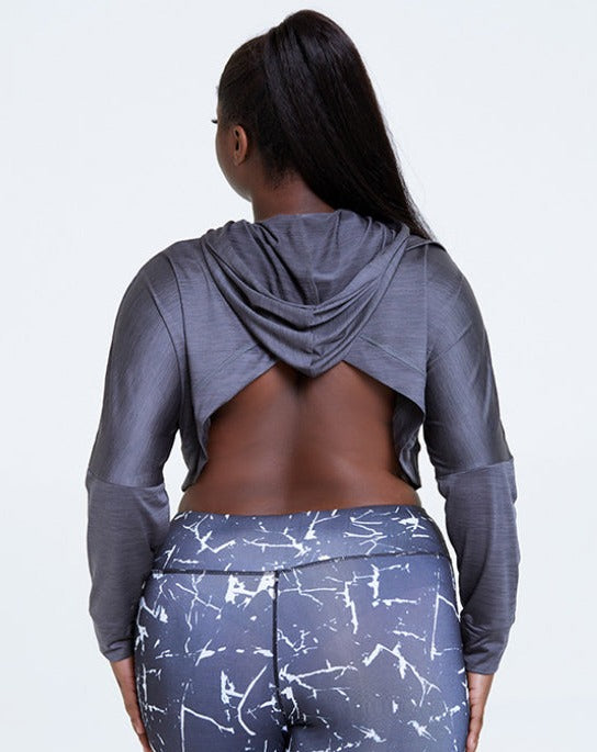Open Back Cropped Hoodie